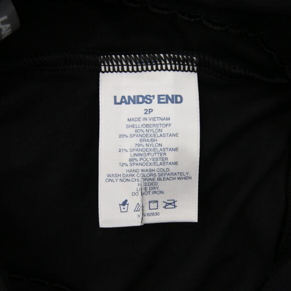 Lands’ End Tankini Top Swimsuit Black Solid Square Scoop Neck Underwire Size 2P - Picture 7 of 8
